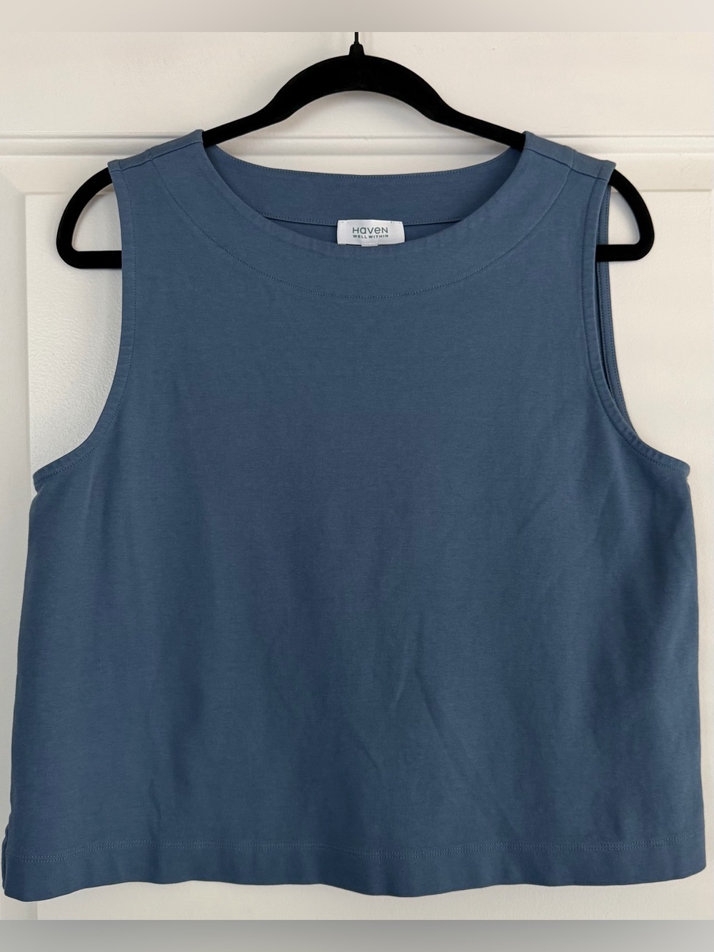 Haven Well Within Organic Cotton Interlock Boxy Sleeveless Top-Light Blue/Slate